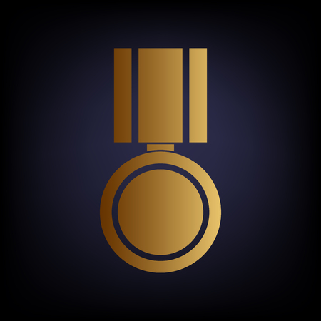 Medal sign. Golden style icon on dark blue background.のイラスト素材