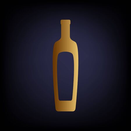 Olive oil bottle sign. Golden style icon on dark blue background.のイラスト素材
