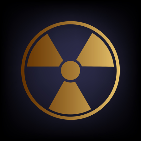 Radiation Round sign. Golden style icon on dark blue background.のイラスト素材