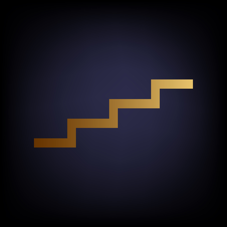 Stair up sign. Golden style icon on dark blue background.のイラスト素材