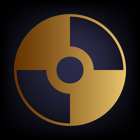Vector CD or DVD icon. Golden style icon on dark blue background.のイラスト素材