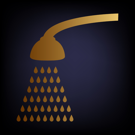 Shower simple icon. Golden style icon on dark blue background.のイラスト素材