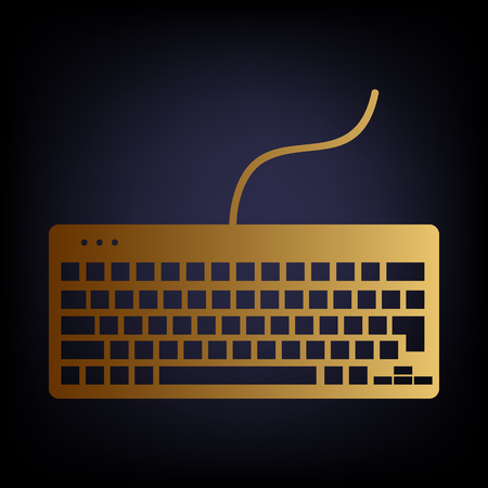 Keyboard simple icon. Golden style icon on dark blue background.のイラスト素材