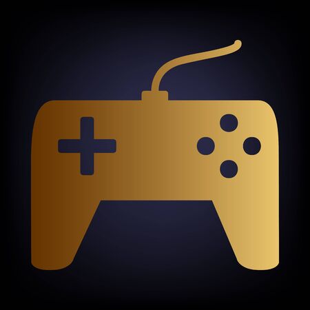 Joystick simple icon. Golden style icon on dark blue background.のイラスト素材