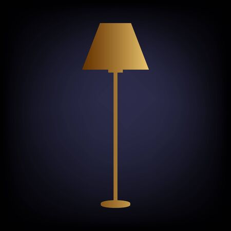 Lamp simple Icon. Golden style icon on dark blue background.のイラスト素材