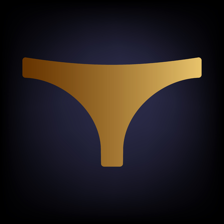 Icon of womens panties with a small bow. Golden style icon on dark blue background.のイラスト素材