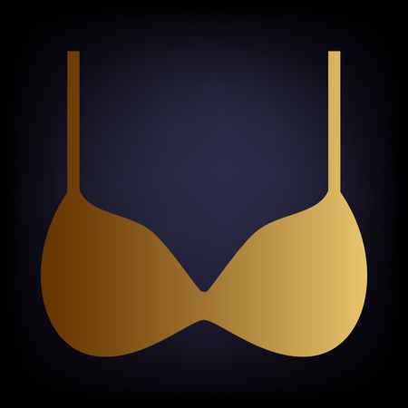 Bra simple Icon. Golden style icon on dark blue background.のイラスト素材