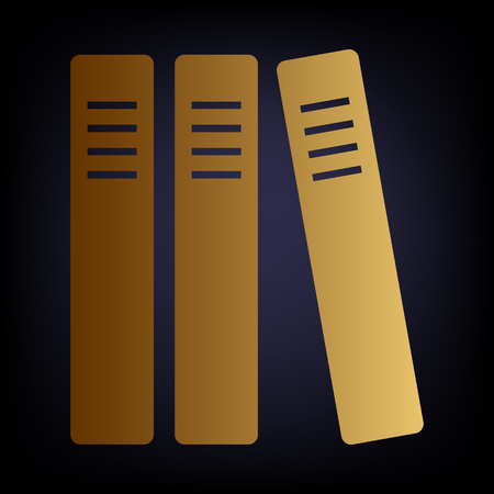 Row of binders, office folders icon. Golden style icon on dark blue background.のイラスト素材