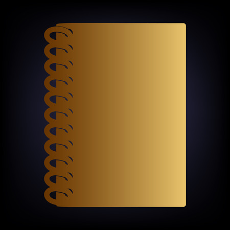 Notebook simple icon. Golden style icon on dark blue background.のイラスト素材
