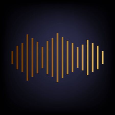 Sound waves icon. Golden style icon on dark blue background.のイラスト素材