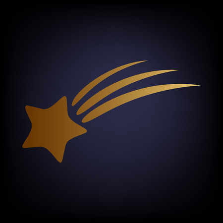 Shooting star icon. Golden style icon on dark blue background.のイラスト素材