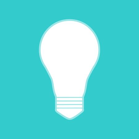 Light lamp sign. White icon with whitish background on torquoise flat color.のイラスト素材