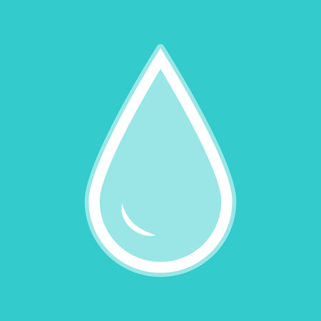 Drop of water sign. White icon with whitish background on torquoise flat color.のイラスト素材