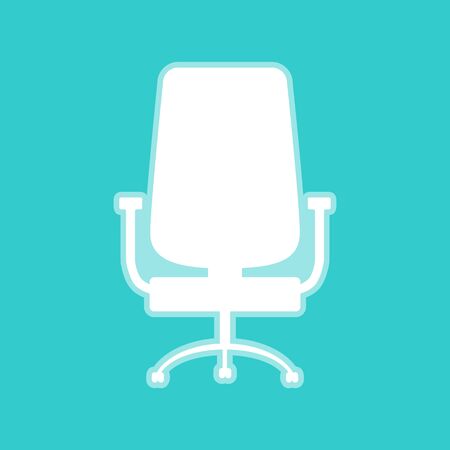 Office chair sign. White icon with whitish background on torquoise flat color.のイラスト素材