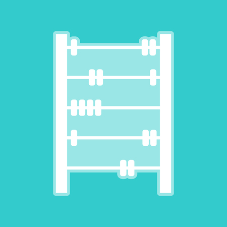 Retro abacus sign. White icon with whitish background on torquoise flat color.のイラスト素材