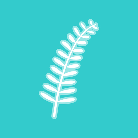 Olive twig sign. White icon with whitish background on torquoise flat color.のイラスト素材