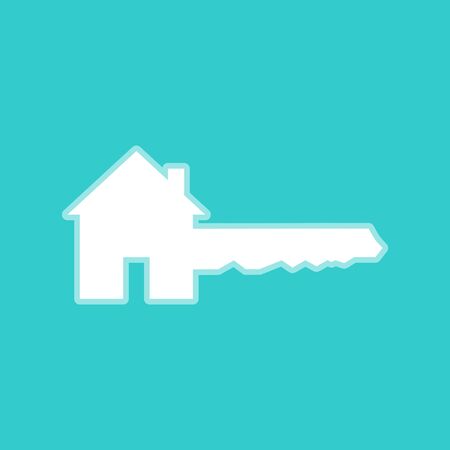 Home Key sign. White icon with whitish background on torquoise flat color.のイラスト素材