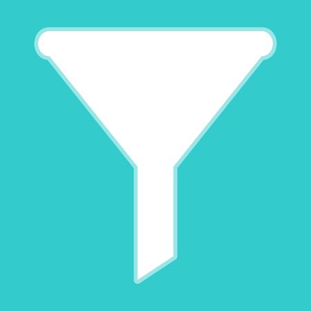 Filter simple icon. White icon with whitish background on torquoise flat color.のイラスト素材