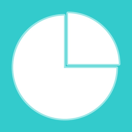 Business graph icon. White icon with whitish background on torquoise flat color.のイラスト素材