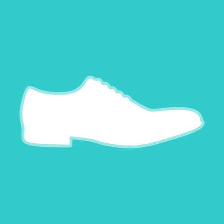 Men Shoes icon. White icon with whitish background on torquoise flat color.のイラスト素材