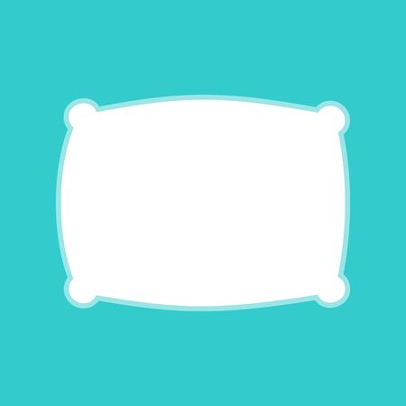 Pillow sign. White icon with whitish background on torquoise flat color.のイラスト素材