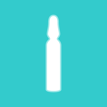Medical ampoule sign. White icon with whitish background on torquoise flat color.のイラスト素材
