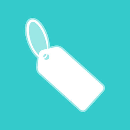 Tag sign. White icon with whitish background on torquoise flat color.のイラスト素材