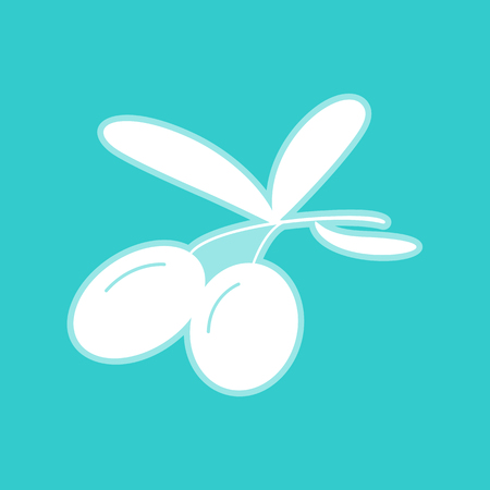 Olives sign. White icon with whitish background on torquoise flat color.のイラスト素材