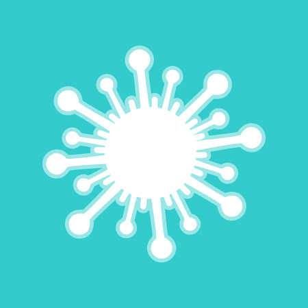 Virus sign. White icon with whitish background on torquoise flat color.のイラスト素材