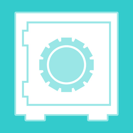 Safe icon. White icon with whitish background on torquoise flat color.のイラスト素材