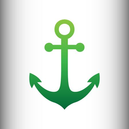 Anchor sign. Green gradient icon on gray gradient backround.のイラスト素材