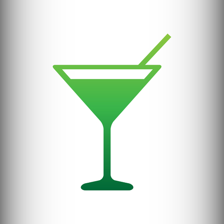 Cocktail sign. Green gradient icon on gray gradient backround.のイラスト素材