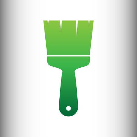 Brush sign. Green gradient icon on gray gradient backround.のイラスト素材