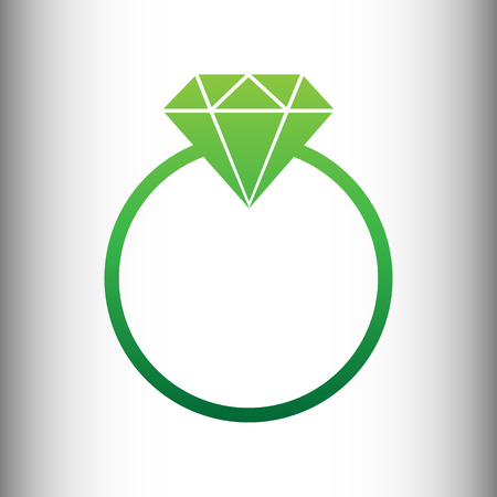 Diamond sign. Green gradient icon on gray gradient backround.のイラスト素材