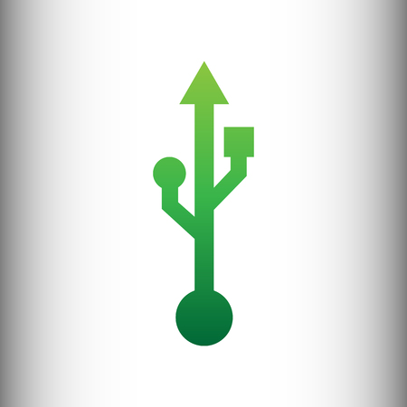 USB sign. Green gradient icon on gray gradient backround.のイラスト素材