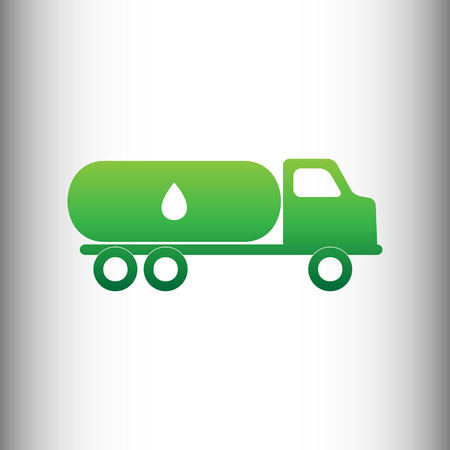 Car transports Oil sign. Green gradient icon on gray gradient backround.のイラスト素材