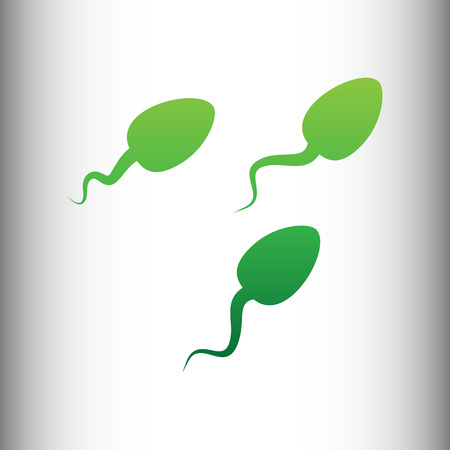 Sperms sign. Green gradient icon on gray gradient backround.のイラスト素材
