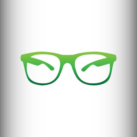 Sunglasses sign. Green gradient icon on gray gradient backround.のイラスト素材