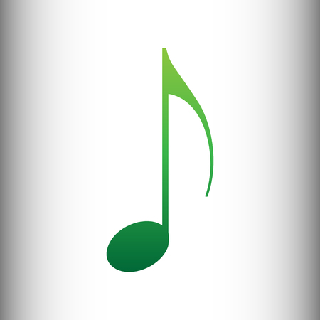 Music note sign. Green gradient icon on gray gradient backround.のイラスト素材