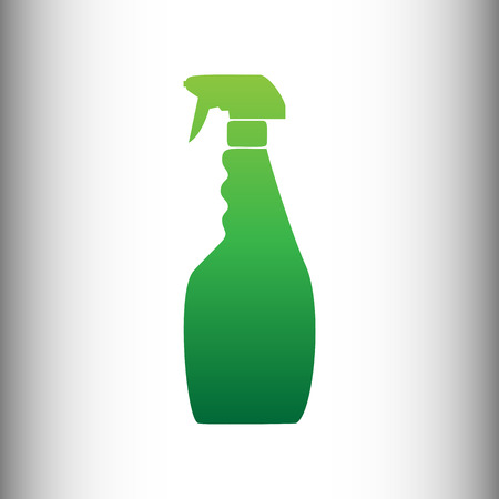 Plastic bottle for cleaning. Green gradient icon on gray gradient backround.のイラスト素材