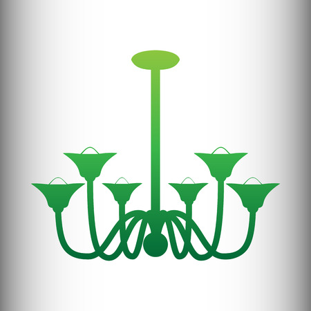 Chandelier simple icon. Green gradient icon on gray gradient backround.のイラスト素材