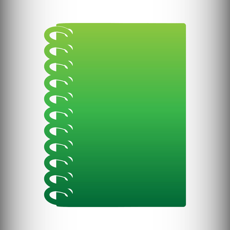 Notebook simple icon. Green gradient icon on gray gradient backround.のイラスト素材