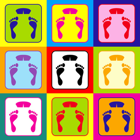 Bathroom scale sign. Pop-art style colorful icons set with 3 colors.のイラスト素材