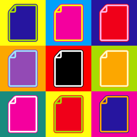 Document sign. Pop-art style colorful icons set with 3 colors.のイラスト素材