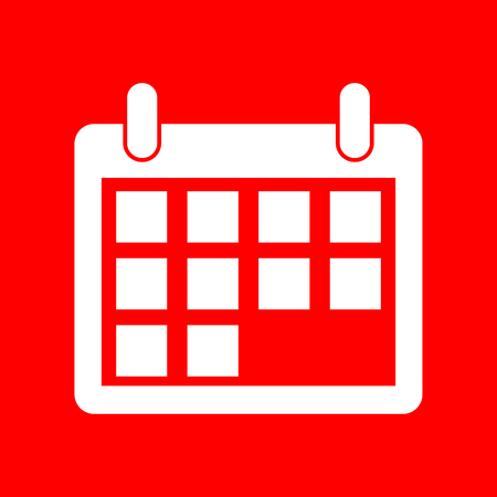 Calendar sign illustration. White icon on red background.のイラスト素材