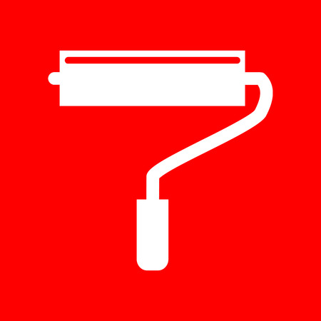Roller sign illustration. White icon on red background.のイラスト素材