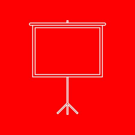 Blank Projection screen. White icon on red background.のイラスト素材
