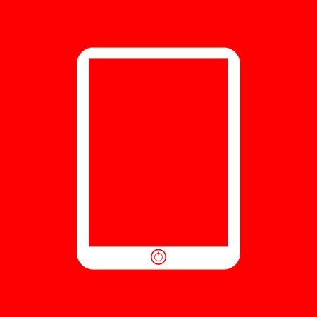 Computer tablet sign. White icon on red background.のイラスト素材