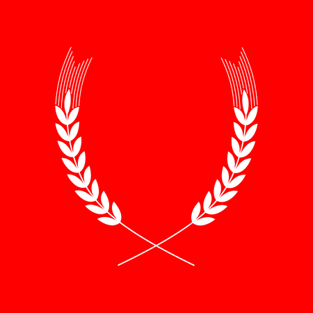 Wheat sign illustration. White icon on red background.のイラスト素材
