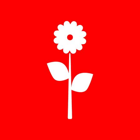 Flower sign illustration. White icon on red background.のイラスト素材